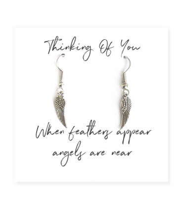 Angel Feather Sterling Silver Earrings on Message Card