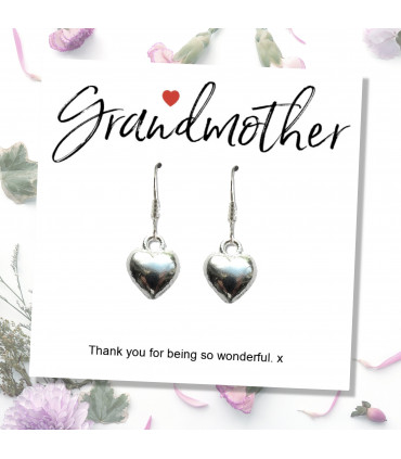 Grandmother Message Card with Heart Earrings