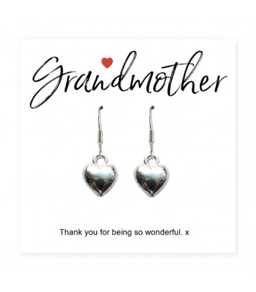Grandmother Message Card with Heart Earrings