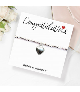 Congratulations Heart Charm Bracelet & Card