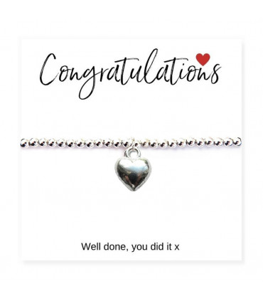 Congratulations Heart Charm Bracelet & Card