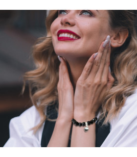 Black Beaded Charm Bracelet