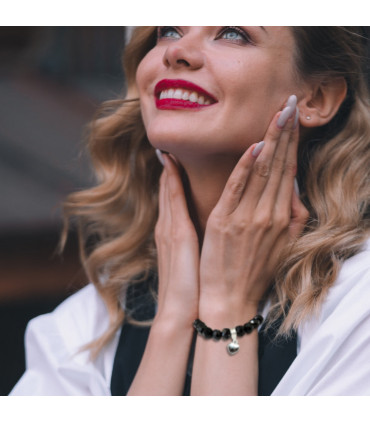 Black Beaded Charm Bracelet