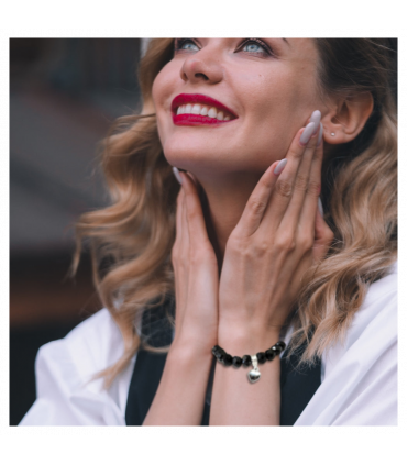 Black Beaded Charm Bracelet
