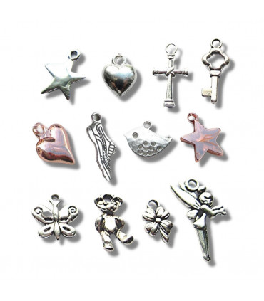 Black Beaded Charm Bracelet