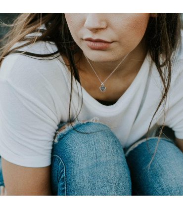 Cubic Zirconia Heart Silver Necklace