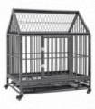 vidaXL Dog Cage with Wheels and Roof Steel 92x62x106 cm