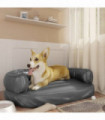 Ergonomic Foam Dog Bed Grey 88x65 cm Faux Leather