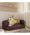 Ergonomic Foam Dog Bed Brown 60x42 cm Faux Leather