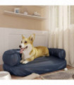 Ergonomic Foam Dog Bed Dark Blue 88x65 cm Faux Leather