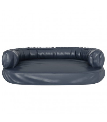 Ergonomic Foam Dog Bed Dark Blue 88x65 cm Faux Leather