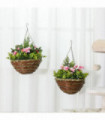 Pack of 2 Artificial Lisianthus Flowers Hanging Planter with Basket