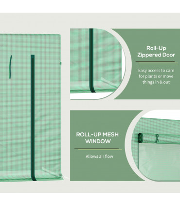 Garden Greenhouse Plant Cover, Windows & Zipper 198Lx77Wx149-168Hcm