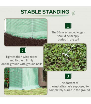 Garden Greenhouse Plant Cover, Windows & Zipper 198Lx77Wx149-168Hcm