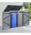 Steel Garden Storage Shed Double Door & Lid Dustbin Rubbish Cover 2 Trash Can