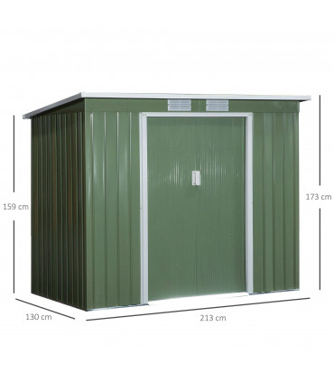 Garden Storage Shed Sloped Roof Outdoor Equipment Tool Storage 213x130x173cm