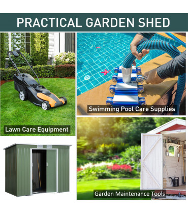 Garden Storage Shed Sloped Roof Outdoor Equipment Tool Storage 213x130x173cm
