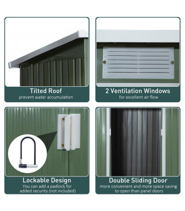 Garden Storage Shed Sloped Roof Outdoor Equipment Tool Storage 213x130x173cm