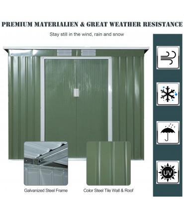 Garden Storage Shed Sloped Roof Outdoor Equipment Tool Storage 213x130x173cm