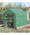 Poly Tunnel Steeple Walk in Greenhouse Removable Cover Shelves 244x180x210cm