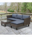 3-Seater Outdoor Garden PE Rattan Furniture Set Grey