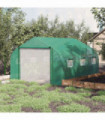 Walk-in Garden Greenhouse Zippered Roll Up Door & 6 Windows, 3.5 x 3 x 2m, Green