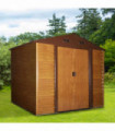 9.1x6.4ft Metal Garden Shed House Tool Storage & Foundation & Ventilation Brown