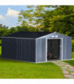 6.5 x 11FT Foundation Ventilation Steel Outdoor Garden Shed Grey