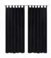 2 pcs Black Micro-Satin Curtains with Loops 140 x 175 cm