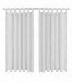 2 pcs White Micro-Satin Curtains with Loops 140 x 175 cm