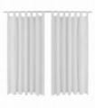 2 pcs White Micro-Satin Curtains with Loops 140 x 225 cm