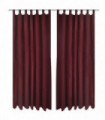 2 pcs Bordeaux Micro-Satin Curtains with Loops 140 x 175 cm