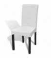 6 pcs White Straight Stretchable Chair Cover