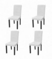 Straight Stretchable Chair Cover 4 pcs White
