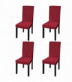 Straight Stretchable Chair Cover 4 pcs Bordeaux