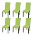 Straight Stretchable Chair Cover 6 pcs Green