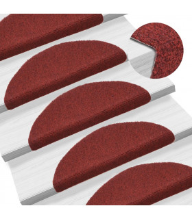 15 pcs Self-adhesive Stair Mats Needle Punch 56x17x3 cm Red