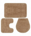 Bathroom Mat Set 3 Pieces Fabric Beige
