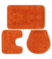 Bathroom Mat Set 3 Pieces Fabric Orange