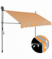 Manual Retractable Awning with LED 250 cm Yellow and Blue