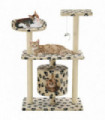 Cat Tree with Sisal Scratching Posts 95 cm Beige Paw Prints