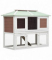 Animal Rabbit Cage Double Floor Brown Wood