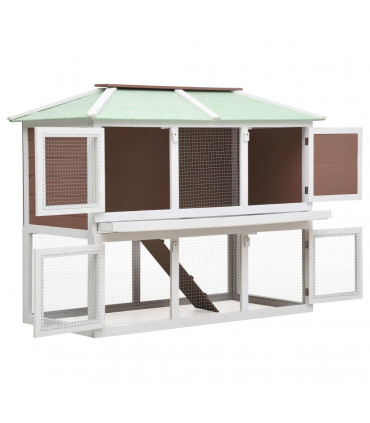Animal Rabbit Cage Double Floor Brown Wood