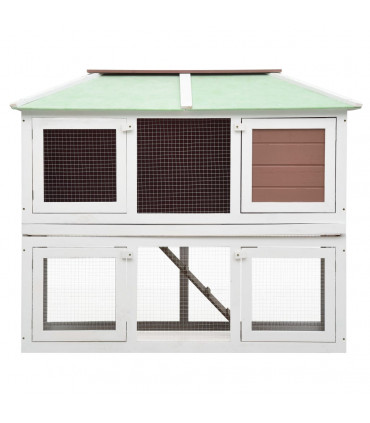 Animal Rabbit Cage Double Floor Brown Wood