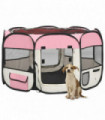 vidaXL Foldable Dog Playpen with Carrying Bag Pink 110x110x58 cm