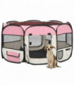 vidaXL Foldable Dog Playpen with Carrying Bag Pink 125x125x61 cm