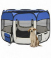 Foldable Dog Playpen with Carrying Bag Blue 90x90x58 cm