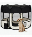 Foldable Dog Playpen with Carrying Bag Black 90x90x58 cm