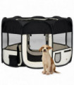 Foldable Dog Playpen with Carrying Bag Black 110x110x58 cm