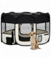 Foldable Dog Playpen with Carrying Bag Black 125x125x61 cm